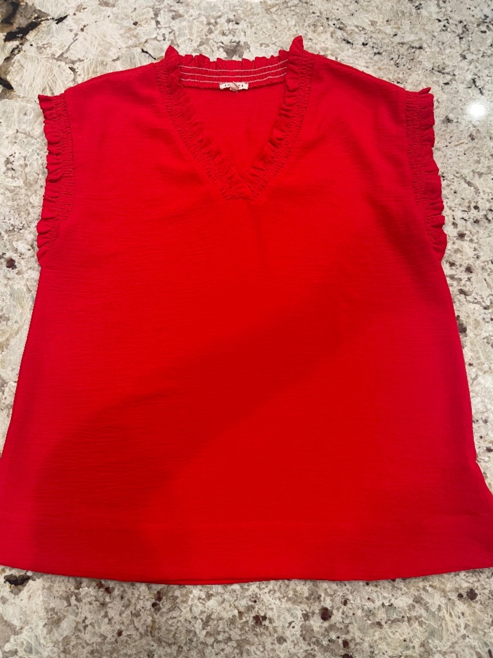 Jodifl Red Ruffled Women's Top Blouse Summer Spring Lightweight Patriotic Medium